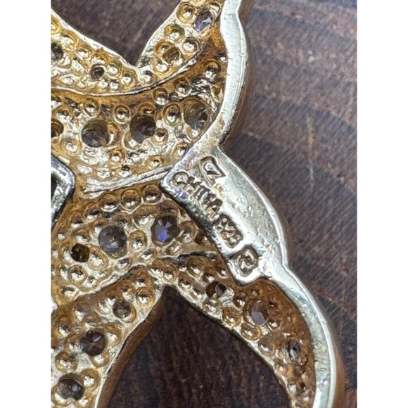 Gold Plated Cubic Zirconia Crystal Bow Slider Pendant - Picture 5 of 7